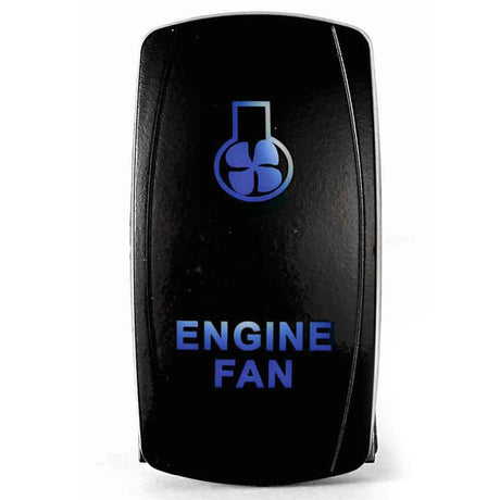 Engine fan LED rocker switch, close-up
