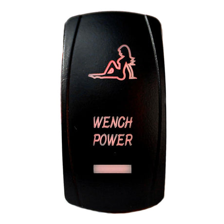 Close-up of wench power LED rocker switch
