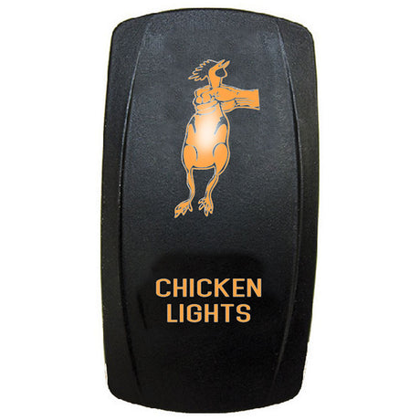 Close-up of chicken lights LED rocker switch