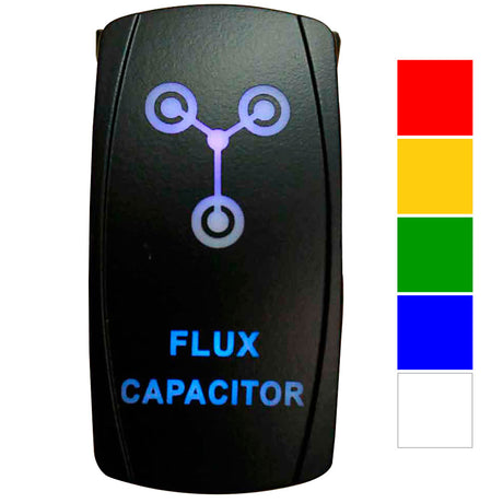 Flux capacitor LED rocker switch, close-up