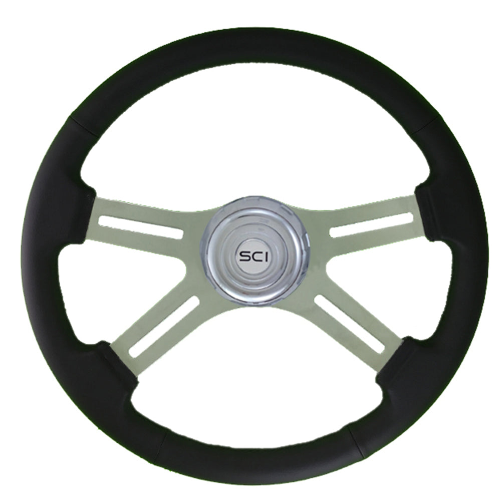 4-Spoke Classic Leather Steering Wheel 18"