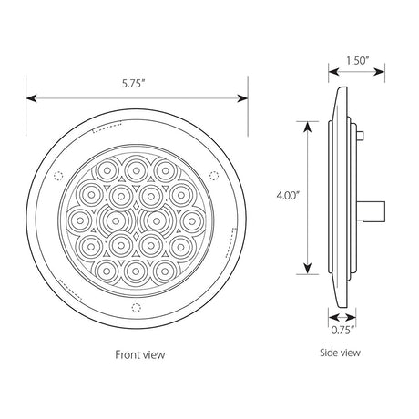 4" Back-up surface mount LED light with bezel, close-up
