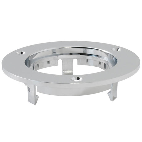 2-1/2" Chrome plastic round flange mount rim, close-up