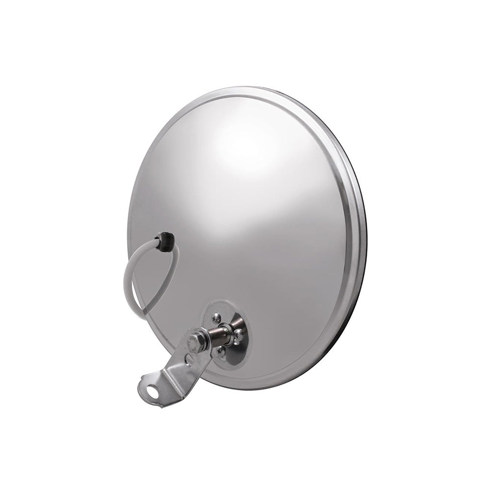 8-1/2" Stainless Steel Heated Convex Mirror Offset Mount