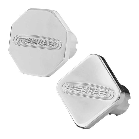 Close-up of Freightliner tractor and trailer air valve knobs