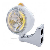 Stainless Steel Guide Headlight with 34 Amber LED H4 Bulb and Dual              Function Amber LED