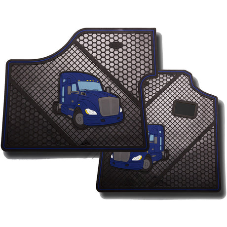 Close-up of Kenworth T680 rubber floor mats