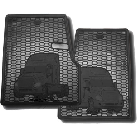 Another angle of Freightliner Cascadia, Coronado rubber floor mats