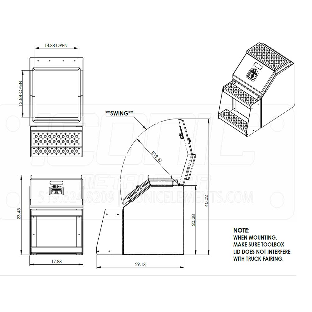 18" Big Mouth Aluminum Step Tool Box