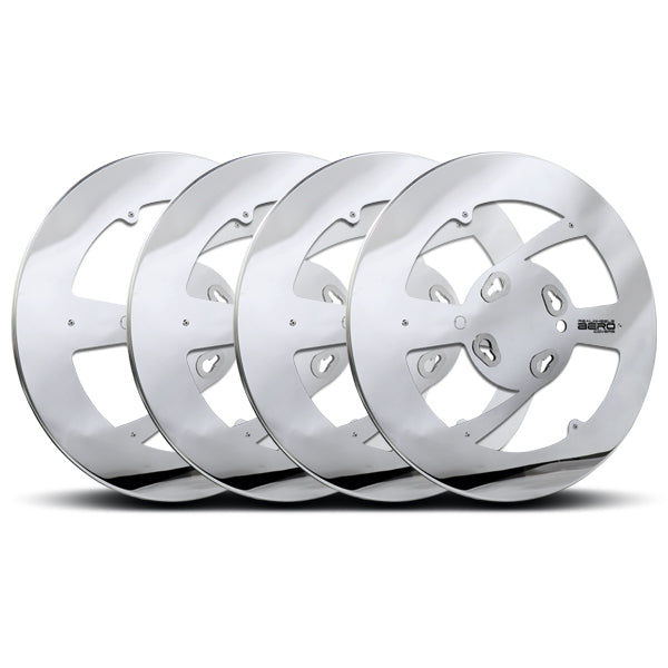 Twist & Lock Aero Wheel Covers, Polished Stainless with Window for Dual Wheel Axles 4PK
