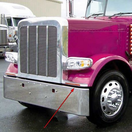 Peterbilt 388, 389 amber 14 LED front fender covers, close-up