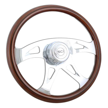 18" 4-Spoke Wood with black line steering wheel