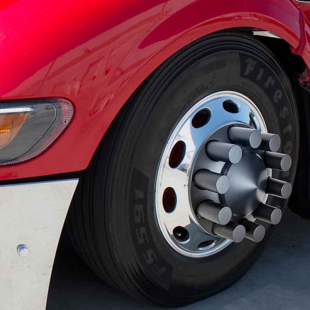 33mm Black Plastic Cylinder Nut Cover - Thread On