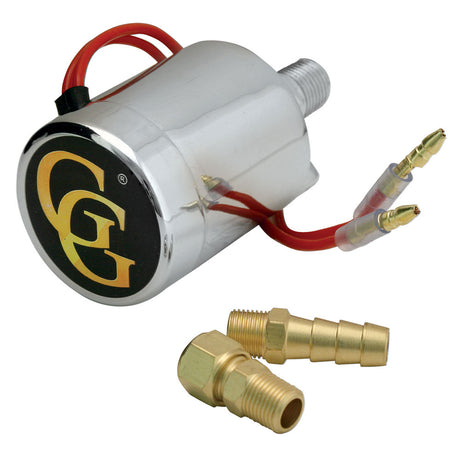 Heavy duty electric solenoid for train horns, close-up