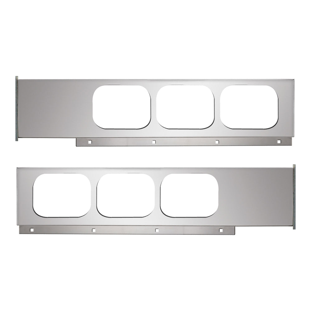 Chrome Rear Light Bar Shells with Rectangular Cutouts