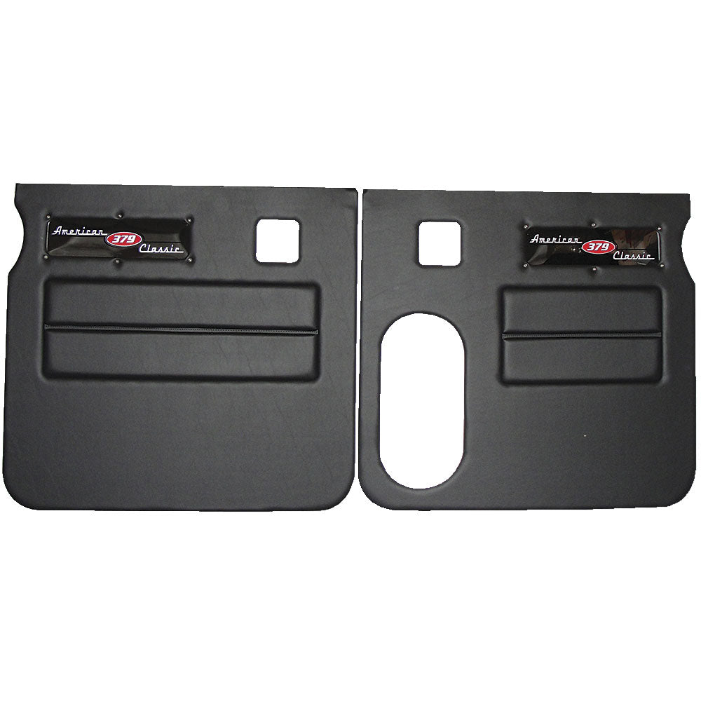 Peterbilt 379 American Classic Black Door Panel with Stainless Steel Logo