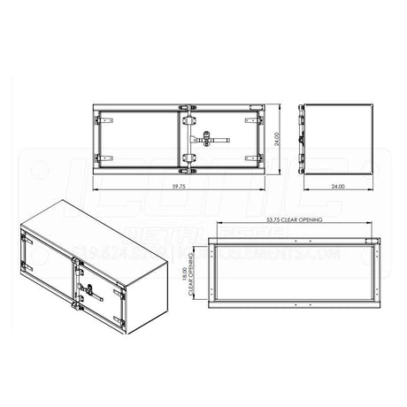 60" X 24" x 24" cam-lock underbody tool box, close-up