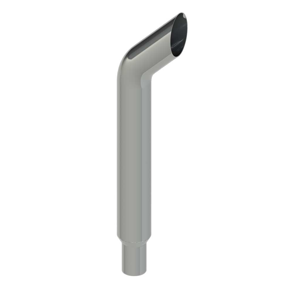 6"-5"D x 36"L Bullhorn Chrome One-Piece Stack with Extended Tapered End