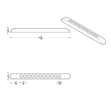 17" LED light bar with eleven light cut outs, close-up