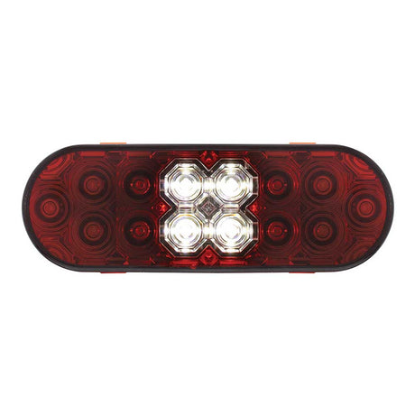 6" Red oval combo stop, turn, tail back-up LED light, closer view