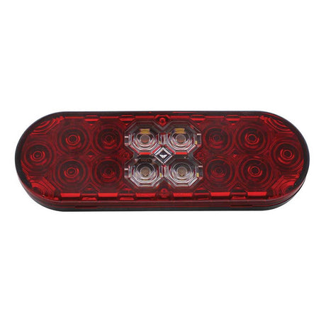 Close-up of 6" Red oval combo stop, turn, tail back-up LED light