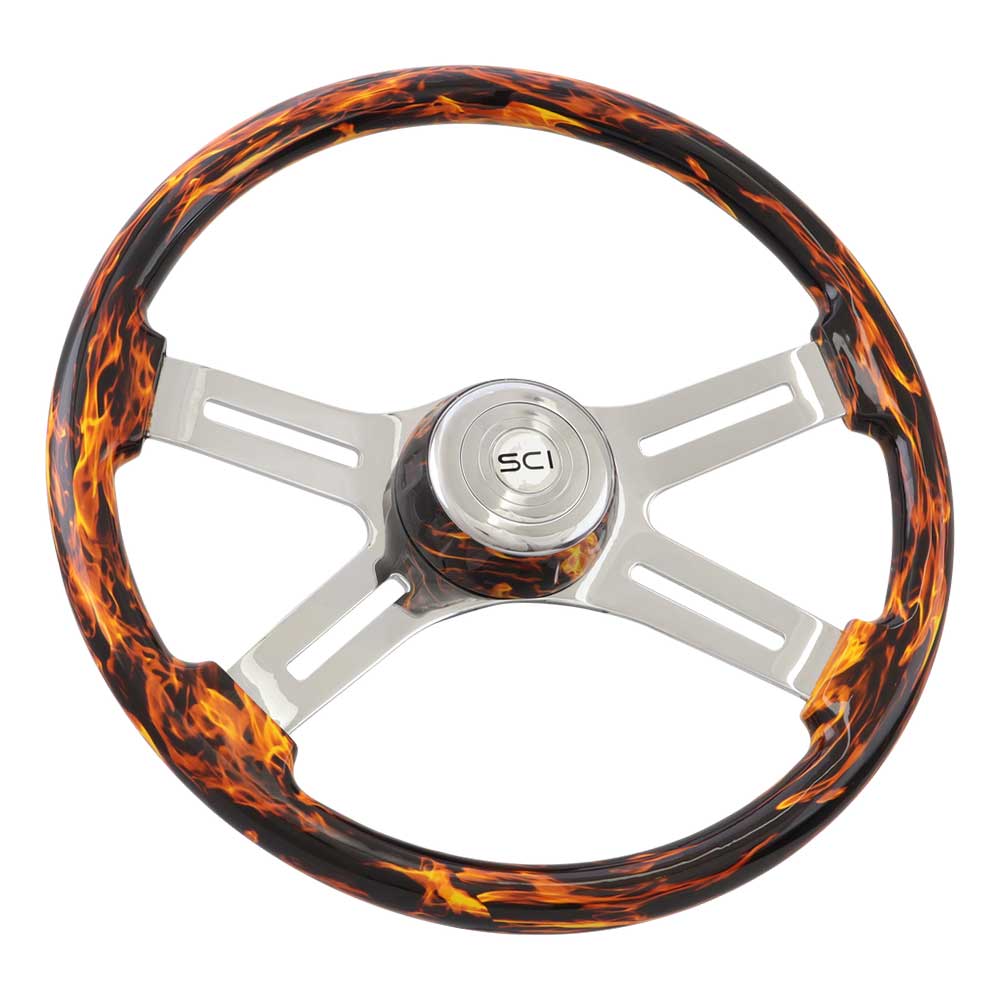 4 Spoke Classic Inferno Red Steering Wheel 18"