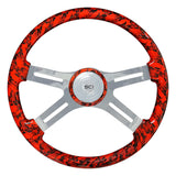 4 Spoke Large Skull Print Steering Wheel 18"