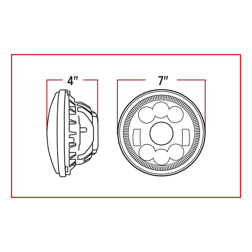 7" LED Black Projector Headlight with Halo