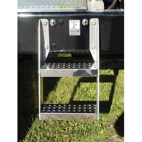 Peterbilt replacement rear frame step, close-up