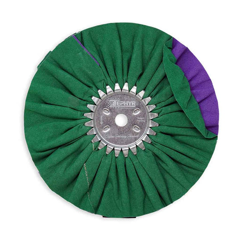Zephyr 10" smooth kut secondary polishing wheel, close-up