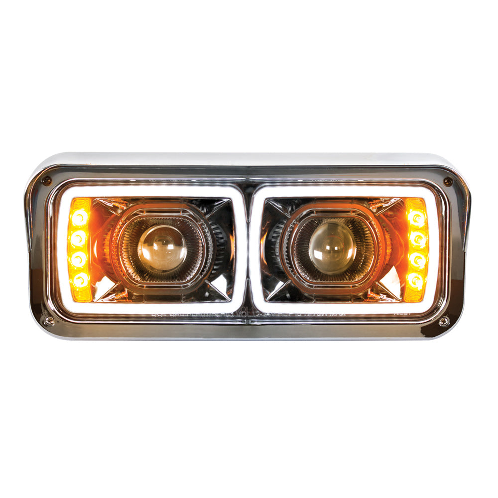 PB, KW, FL and WS High Power Blackout Projection LED Headlight with Turn Signal and Position Light Bar