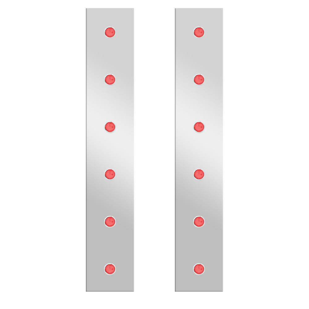 Peterbilt 379 388 389 13" Rear Air Cleaner Light Panels with 6 Bullet Clear Lens Red LED Lights 18 3/8" Tall