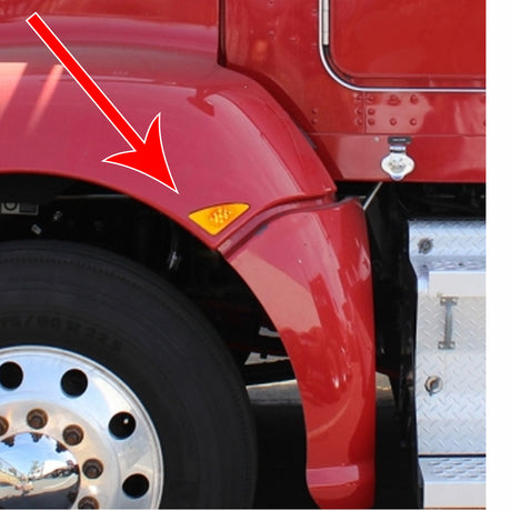 Kenworth 2007 and newer 11 amber LED fender signal light, close-up