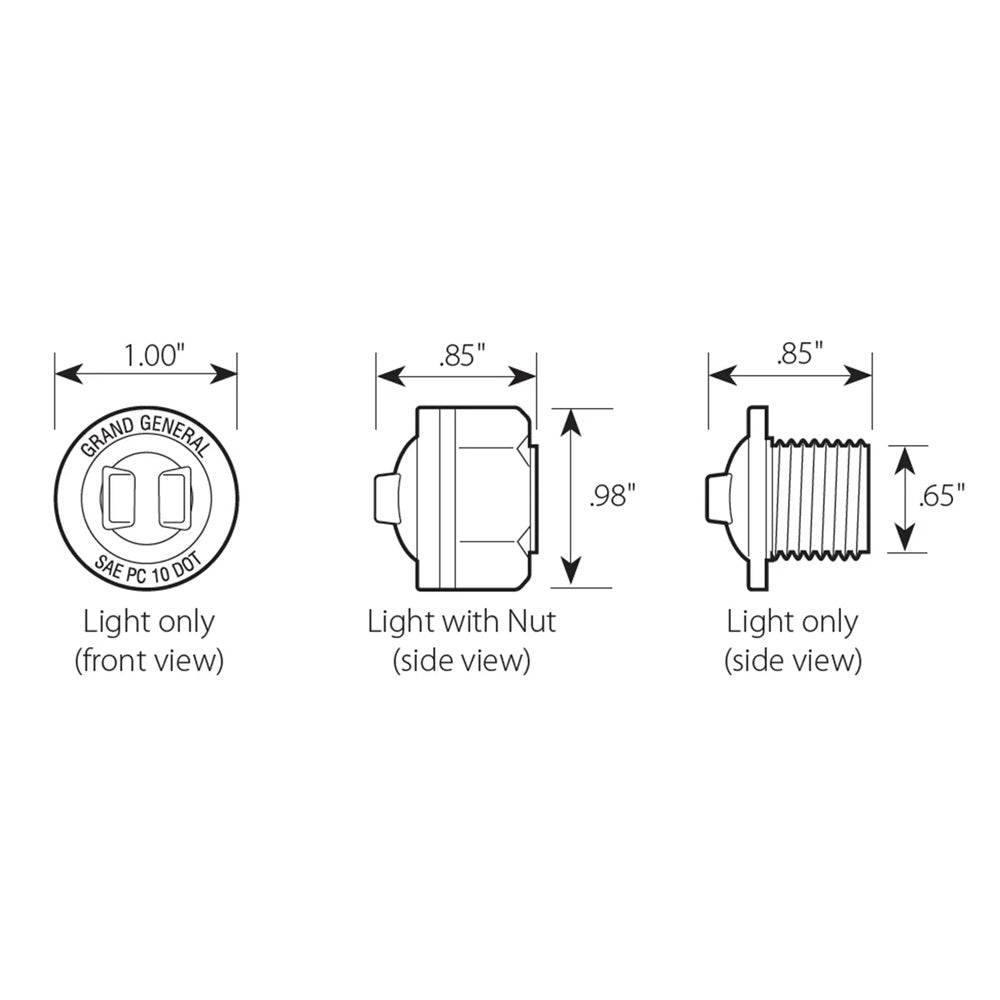 1" Mini Push/Screw-In Wide Angle Single LED Marker Light