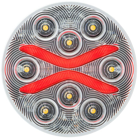 Light guide 4" white and red 12 LED back-up light, close-up