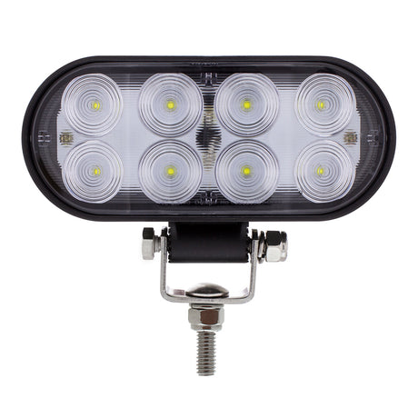 Close-up of 5-3/4" 8 LED oval wide angle driving and work light