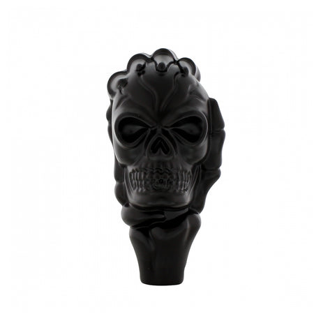 Black skull and hand gearshift knob, close-up