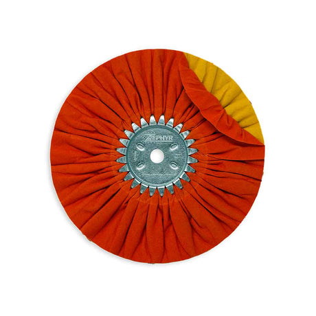 Zephyr 10" orange kwik kut buffing wheel, close-up