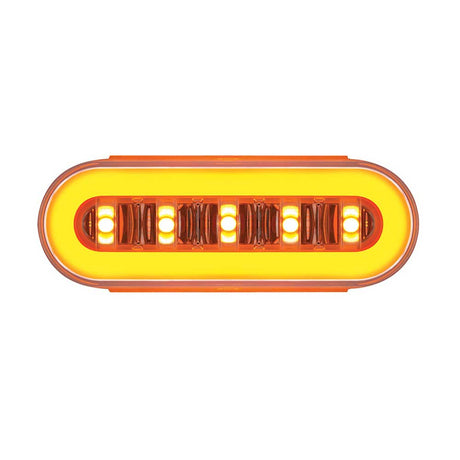 6-1/4" Oval clear lens amber 22 LED GloLight with halo insert