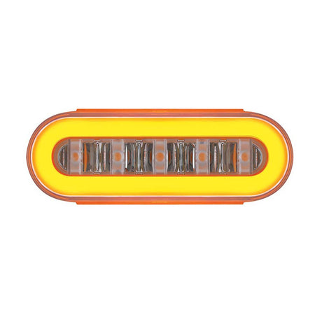 6-1/4" Oval clear lens amber 22 LED GloLight with halo insert, close-up