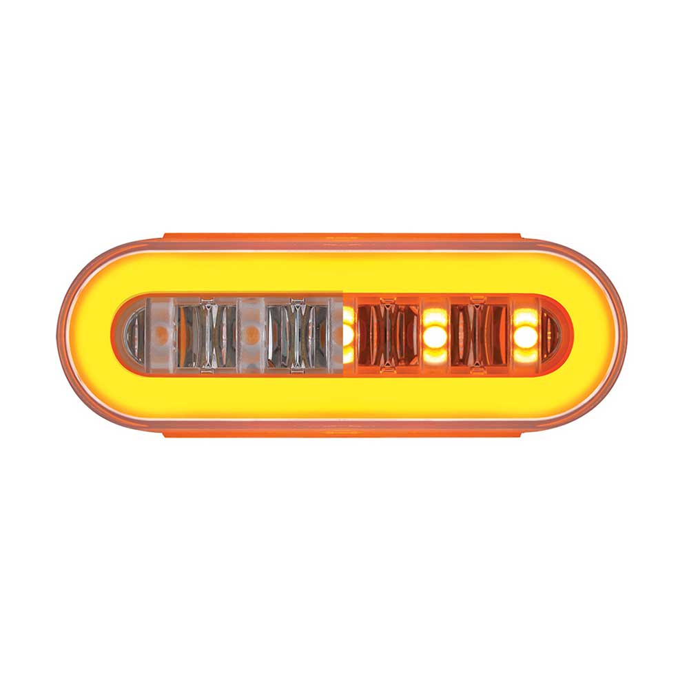 6-1/4" Oval Clear Lens Amber 22 LED GloLight with Halo Insert