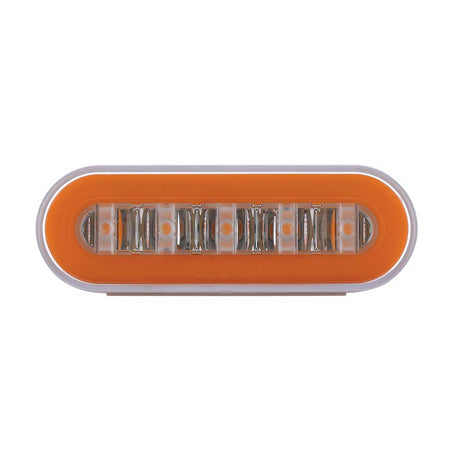 6-1/4" Oval clear lens amber 22 LED GloLight with halo insert, closer view