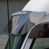 15" Stainless Drop Visor with Ten 3/4" Light Holes 2013-2024 Kenworth T680, T880
