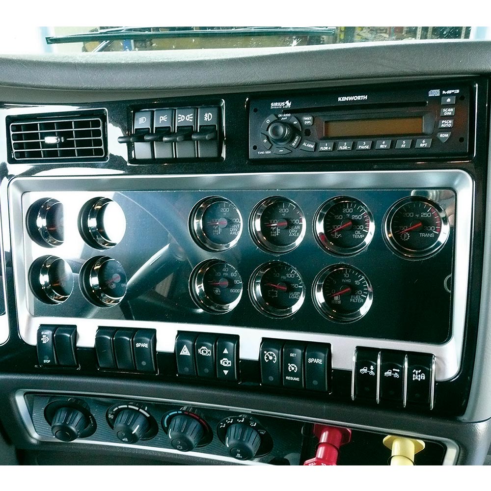 Kenworth Gauge Trim Panel with 11 Cutouts