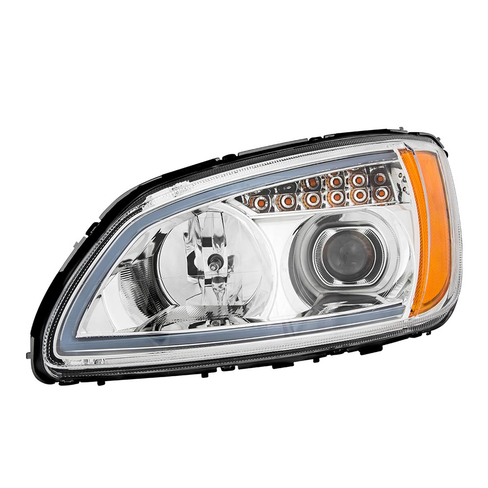 KW T660 Chrome Headlight with LED Turn Signal D/S