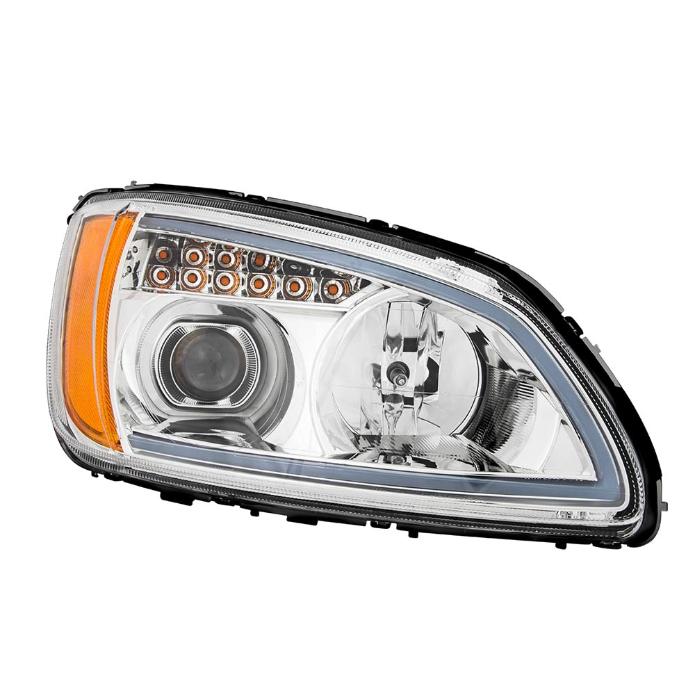 KW T660 Chrome Headlight with LED Turn Signal P/S