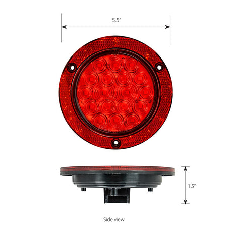 Another angle of 4" 18 LED flange mount light with red reflector ring