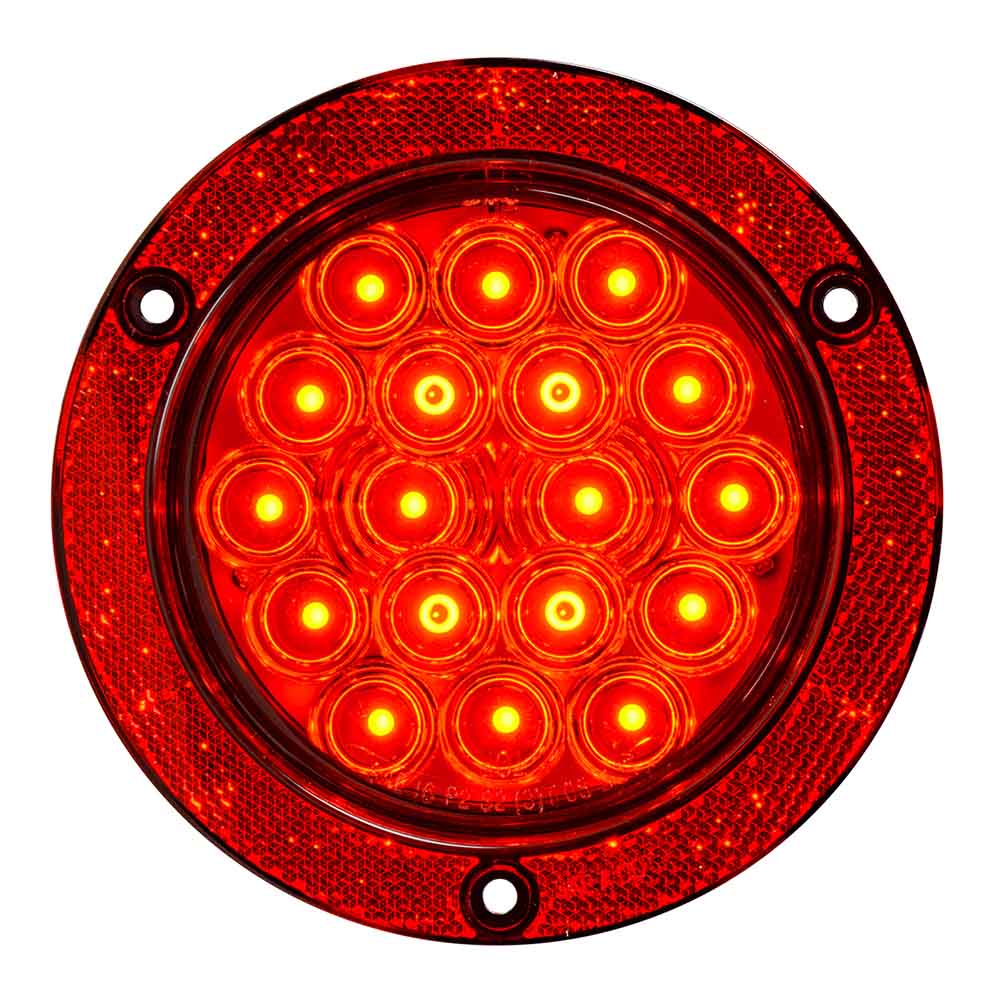 4" 18 LED Flange Mount Light with Red Reflector Ring