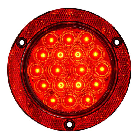 4" 18 LED flange mount light with red reflector ring from another angle