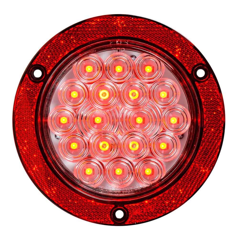 4" 18 LED Flange Mount Light with Red Reflector Ring
